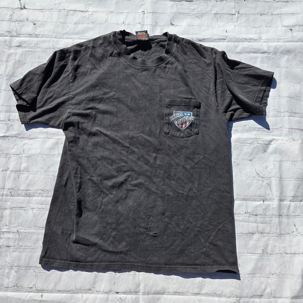 Made in USA Harley Davidson Quaid Temecula CA Pocket T-Shirt Large